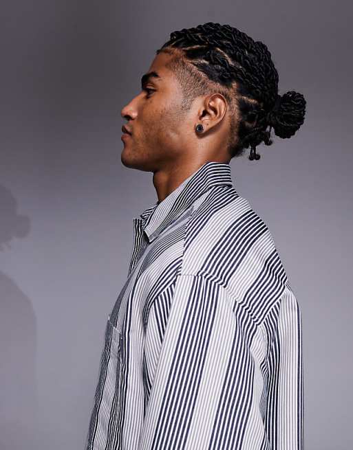 DESIGN Boxy Oversized Stripe Shirt In Black And White