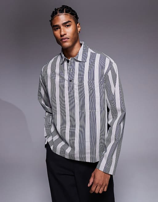DESIGN boxy oversized stripe shirt in black and white