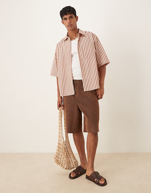 DESIGN Boxy Oversized Stripe Shirt In Pink