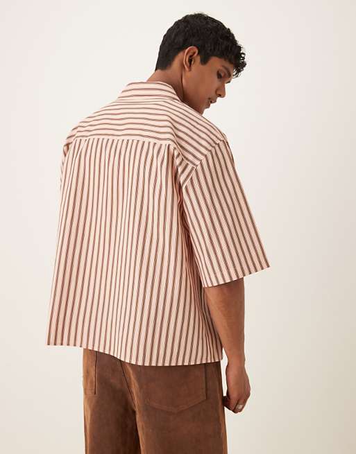 DESIGN Boxy Oversized Stripe Shirt In Pink