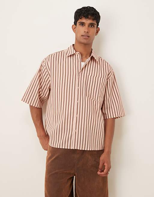 DESIGN boxy oversized stripe shirt in pink