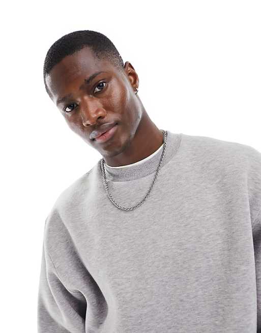 DESIGN Boxy Oversized Sweatshirt In Grey Marl