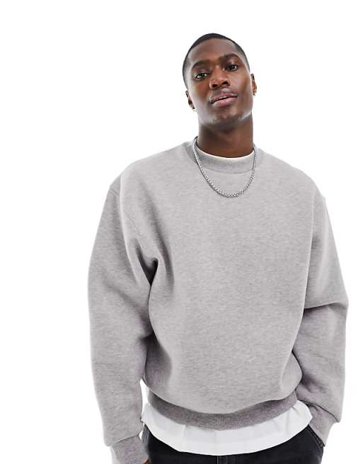DESIGN boxy oversized sweatshirt in grey marl