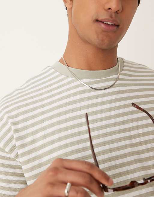 DESIGN Boxy Oversized T-shirt In Grey Textured Stripe