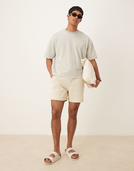 DESIGN Boxy Oversized T-shirt In Grey Textured Stripe