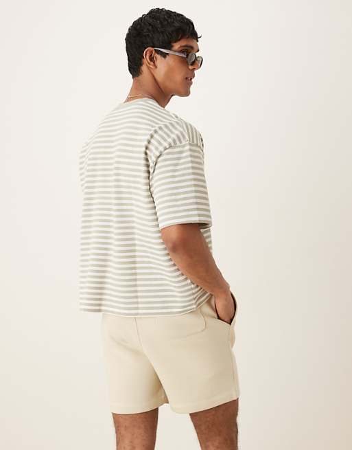 DESIGN Boxy Oversized T-shirt In Grey Textured Stripe