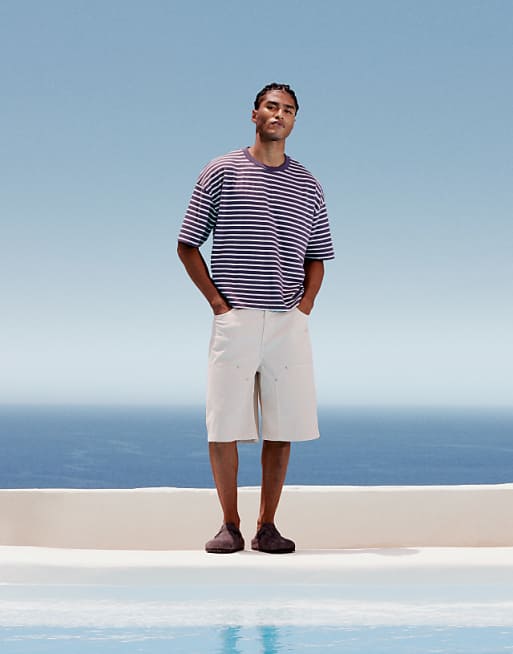 DESIGN Boxy Oversized T-shirt In Navy And White Stripe