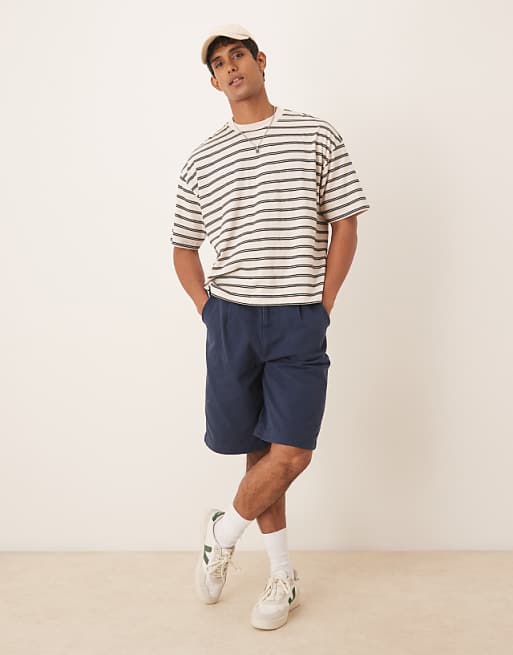 DESIGN Boxy Oversized T-shirt In Off White Stripe