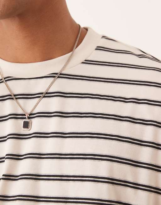 DESIGN Boxy Oversized T-shirt In Off White Stripe