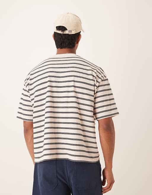 DESIGN Boxy Oversized T-shirt In Off White Stripe
