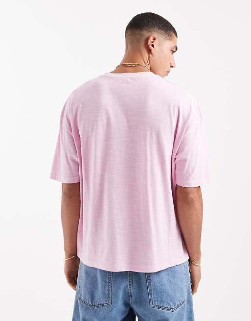 DESIGN Boxy Oversized T-shirt In Washed Pink On Textured Fabric With Summer Graphic