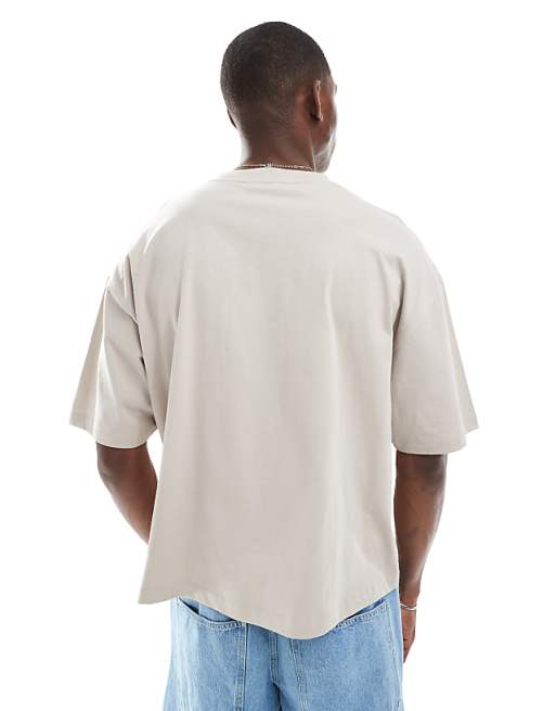 DESIGN Boxy Oversized T-shirt In With Cartoon Graphic In Stone
