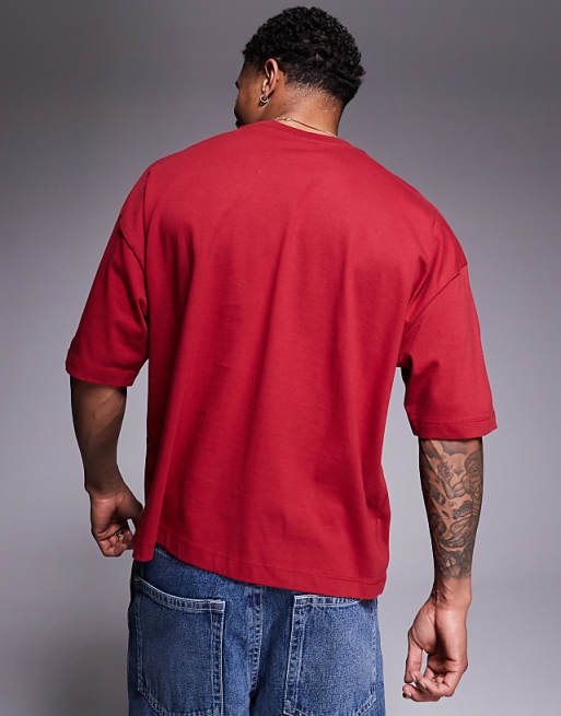 DESIGN Boxy Oversized T-shirt With Abstract Graphic In Red