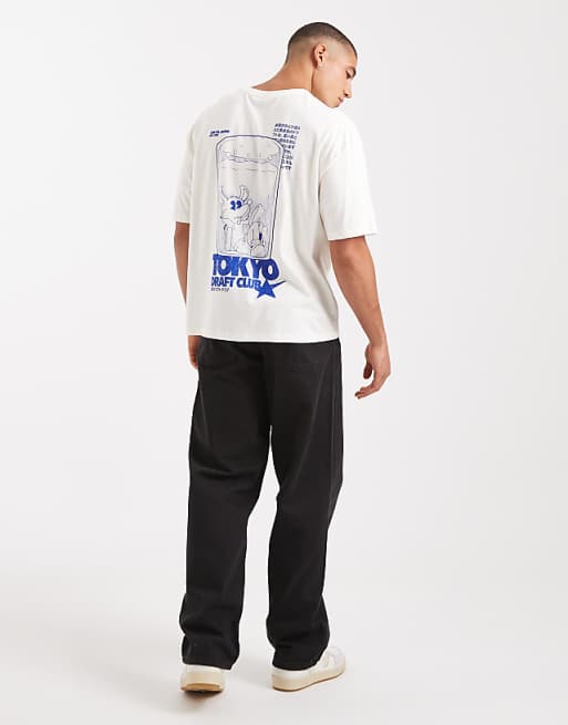 DESIGN Boxy Oversized T-shirt With Back Graphic In Cream