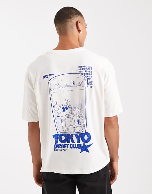 DESIGN boxy oversized t-shirt with back graphic in cream
