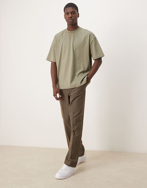 DESIGN Boxy Oversized T-shirt With Back Print In Khaki
