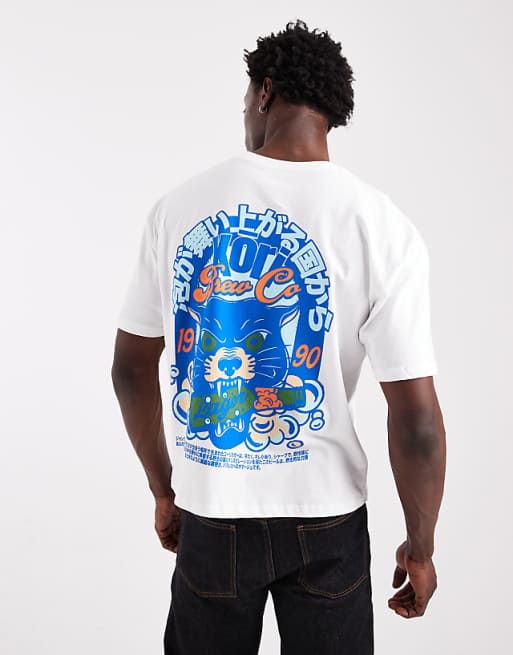 DESIGN boxy oversized t-shirt with back print in white