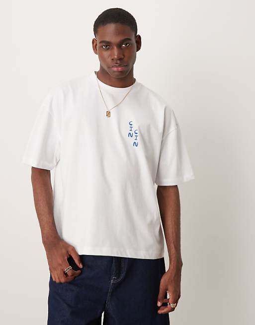 DESIGN Boxy Oversized T-shirt With Cartoon Graphic In White