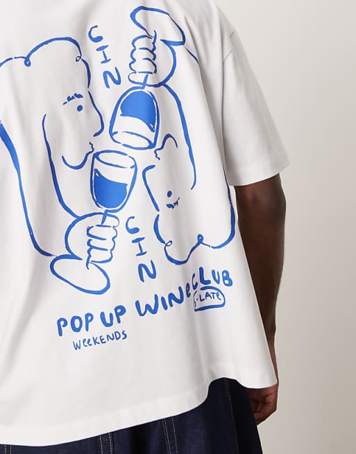 DESIGN Boxy Oversized T-shirt With Cartoon Graphic In White