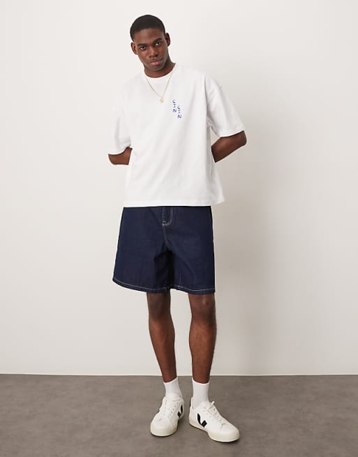 DESIGN Boxy Oversized T-shirt With Cartoon Graphic In White