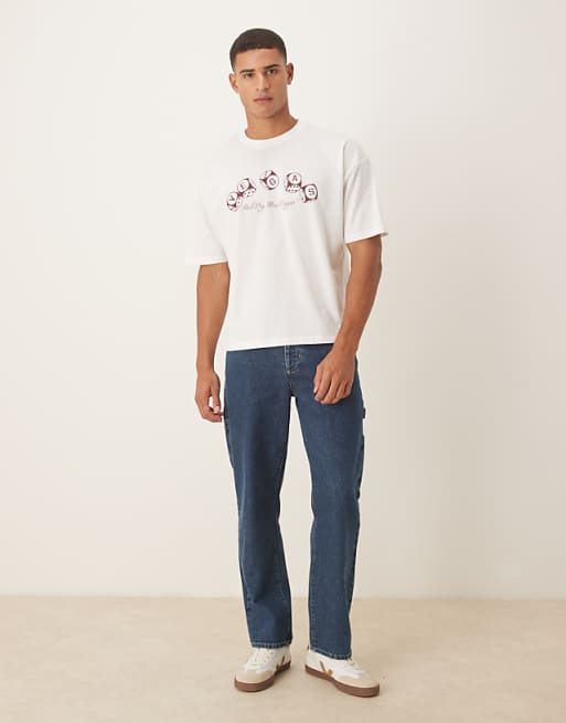 DESIGN Boxy Oversized T-shirt With Cartoon Print In White