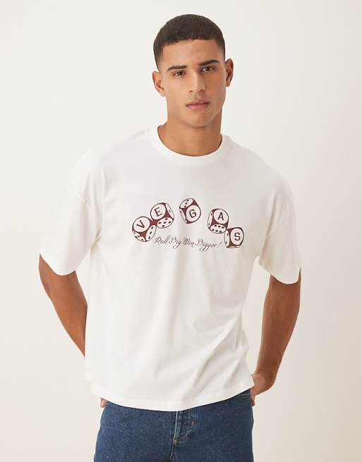 DESIGN boxy oversized t-shirt with cartoon print in white