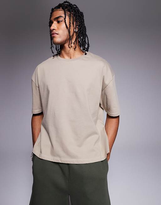DESIGN Boxy Oversized T-shirt With Celestial Graphic In Beige