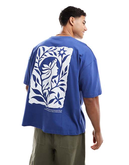 DESIGN Boxy Oversized T-shirt With Celestial Graphic In Blue