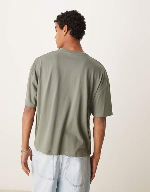 DESIGN Boxy Oversized T-shirt With City Applique In Khaki