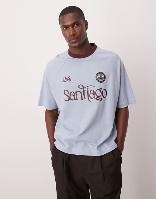 DESIGN Boxy Oversized T-shirt With City Graphic In Light Blue