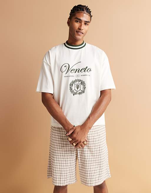 DESIGN boxy oversized t-shirt with city graphic in off white