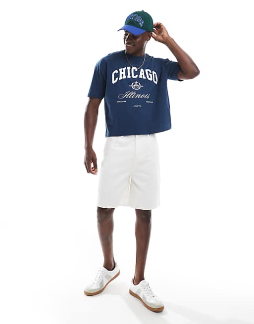 DESIGN Boxy Oversized T-shirt With City Graphic In Navy