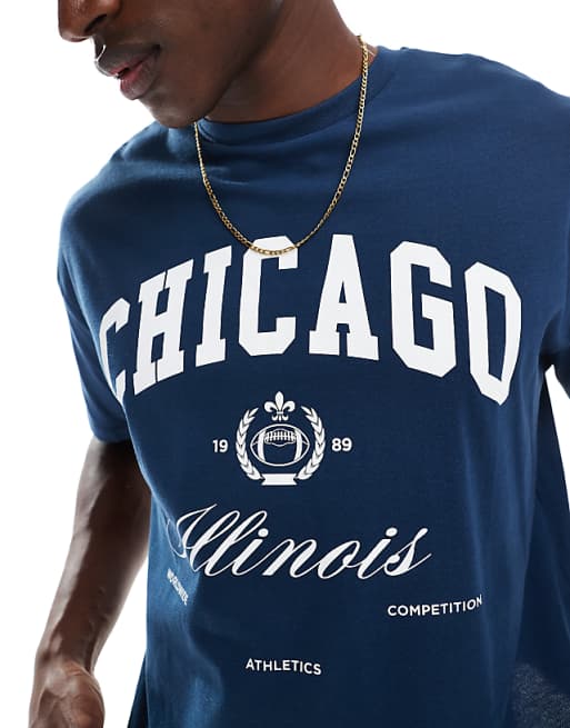 DESIGN Boxy Oversized T-shirt With City Graphic In Navy