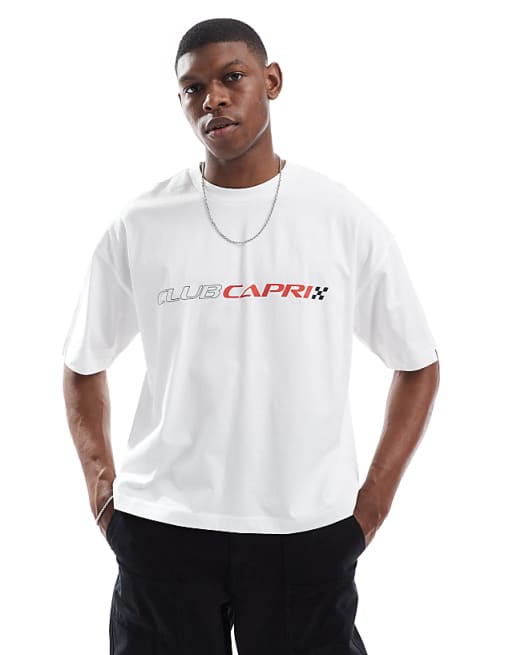 DESIGN boxy oversized t-shirt with city graphic in white