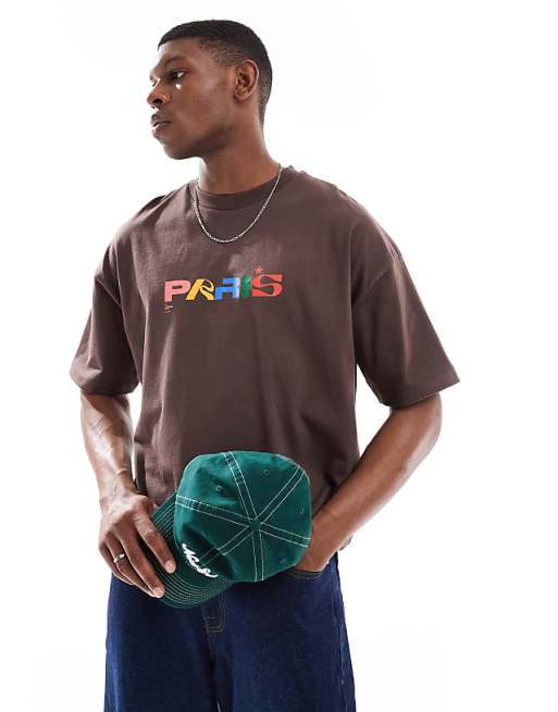DESIGN Boxy Oversized T-shirt With City Graphic In Brown