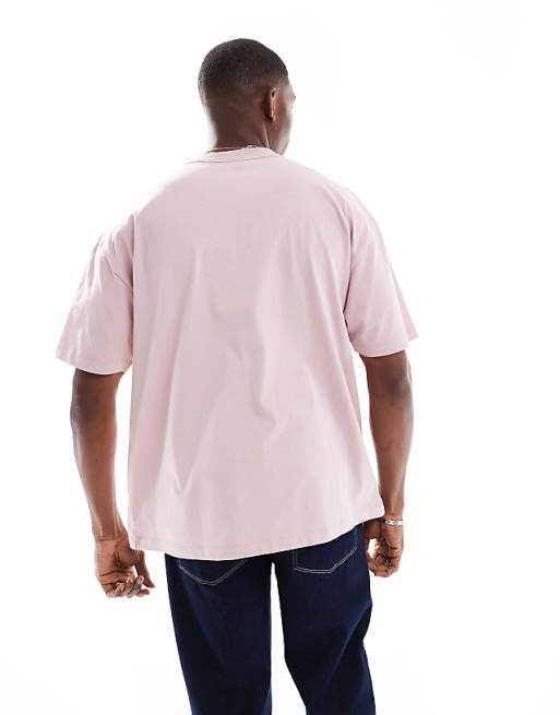 DESIGN Boxy Oversized T-shirt With City Text Applique In Light Pink