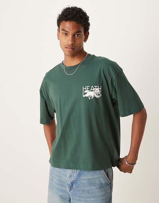 DESIGN Boxy Oversized T-shirt With Dog Graphic In Green