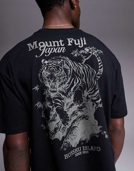 DESIGN Boxy Oversized T-shirt With Dragon Graphic In Black