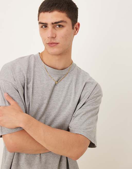 DESIGN Boxy Oversized T-shirt With Drink Graphic In White Marl