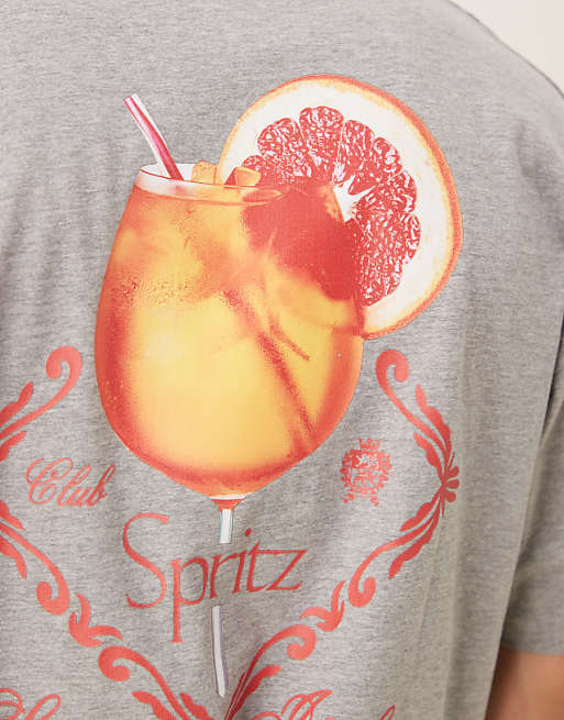 DESIGN Boxy Oversized T-shirt With Drink Graphic In White Marl