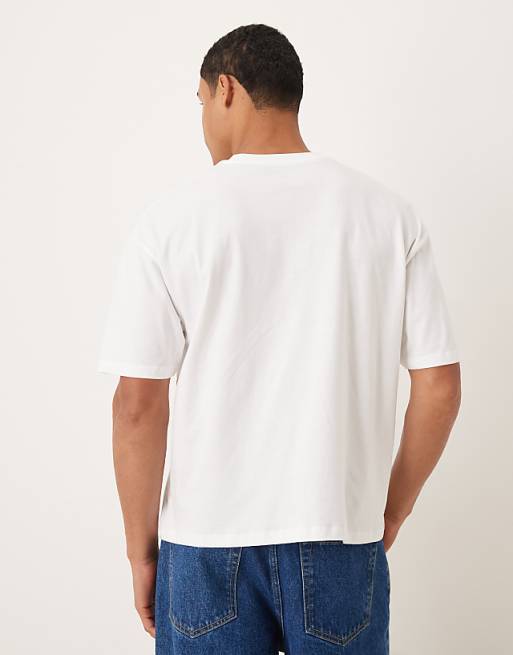 DESIGN Boxy Oversized T-shirt With Floral Chest Graphic In White