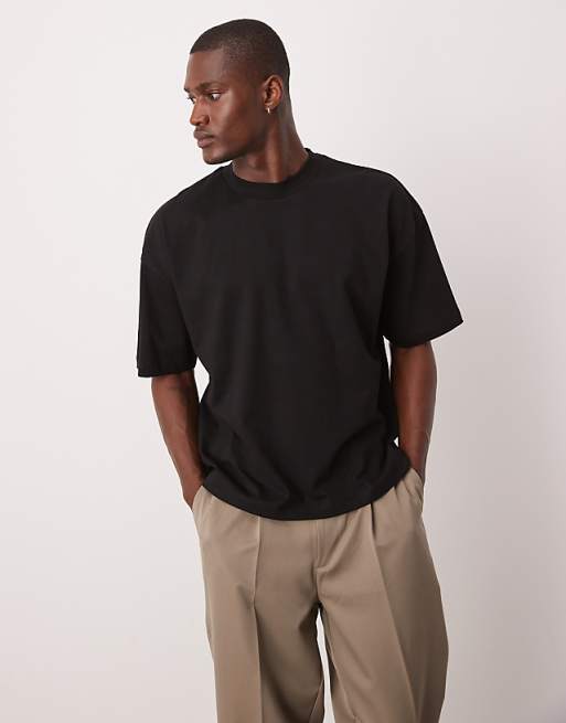 DESIGN Boxy Oversized T-shirt With Floral Graphic In Black