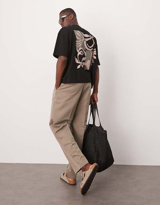 DESIGN Boxy Oversized T-shirt With Floral Graphic In Black