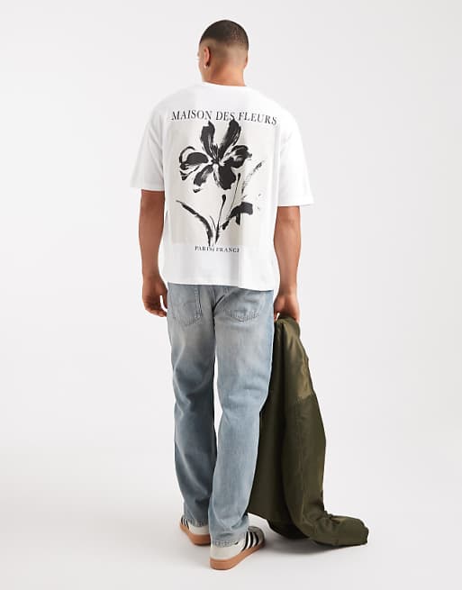 DESIGN Boxy Oversized T-shirt With Floral Graphic In White
