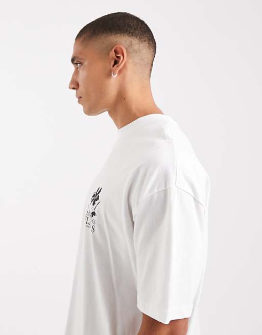 DESIGN Boxy Oversized T-shirt With Floral Graphic In White