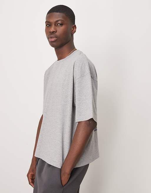 DESIGN Boxy Oversized T-shirt With Floral Graphic In Grey Marl