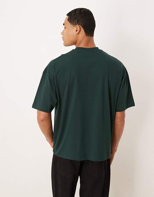 DESIGN Boxy Oversized T-shirt With Floral Graphic In Dark Green