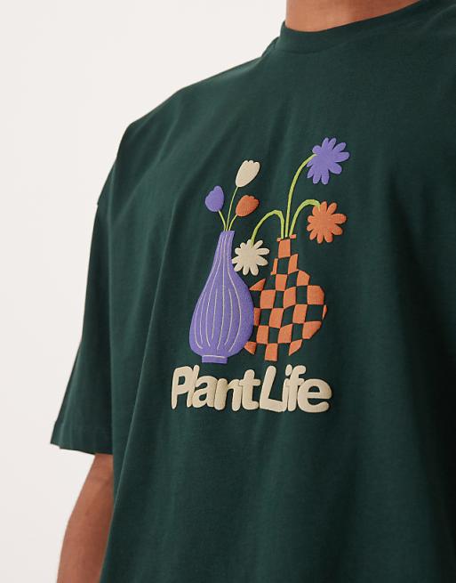 DESIGN Boxy Oversized T-shirt With Floral Puff Graphic In Dark Green