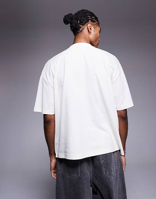 DESIGN Boxy Oversized T-shirt With Flower Graphic In Off White