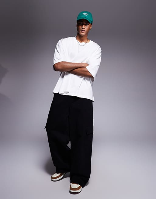 DESIGN Boxy Oversized T-shirt With Food Embroidery In White